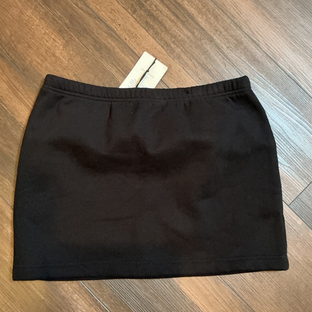 Aritzia Tna Sweatfleece Cozy Fleece Perfect Mini Skirt Black Elastic Waist S NWT - Picture 6 of 6